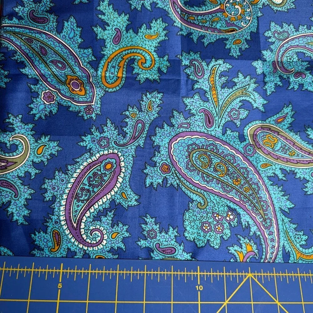2 yards Vintage Paisley Blue Fabric Soft #745